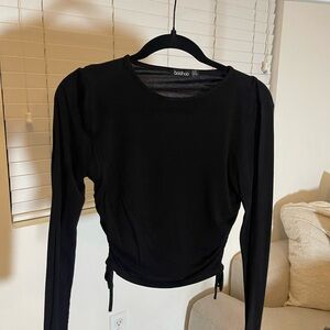 Boohoo Elegant Black Long Sleeve Tee